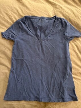 J. Crew Women's Short Sleeve V-Neck Tee in Slate Blue